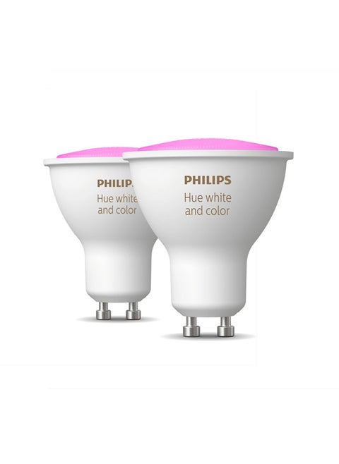 Philips Hue White and Colour Ambiance Smart Light 2 Pack [GU10 Spot] With Bluetooth. Works with Alexa, Google Assistant and Apple Homekit