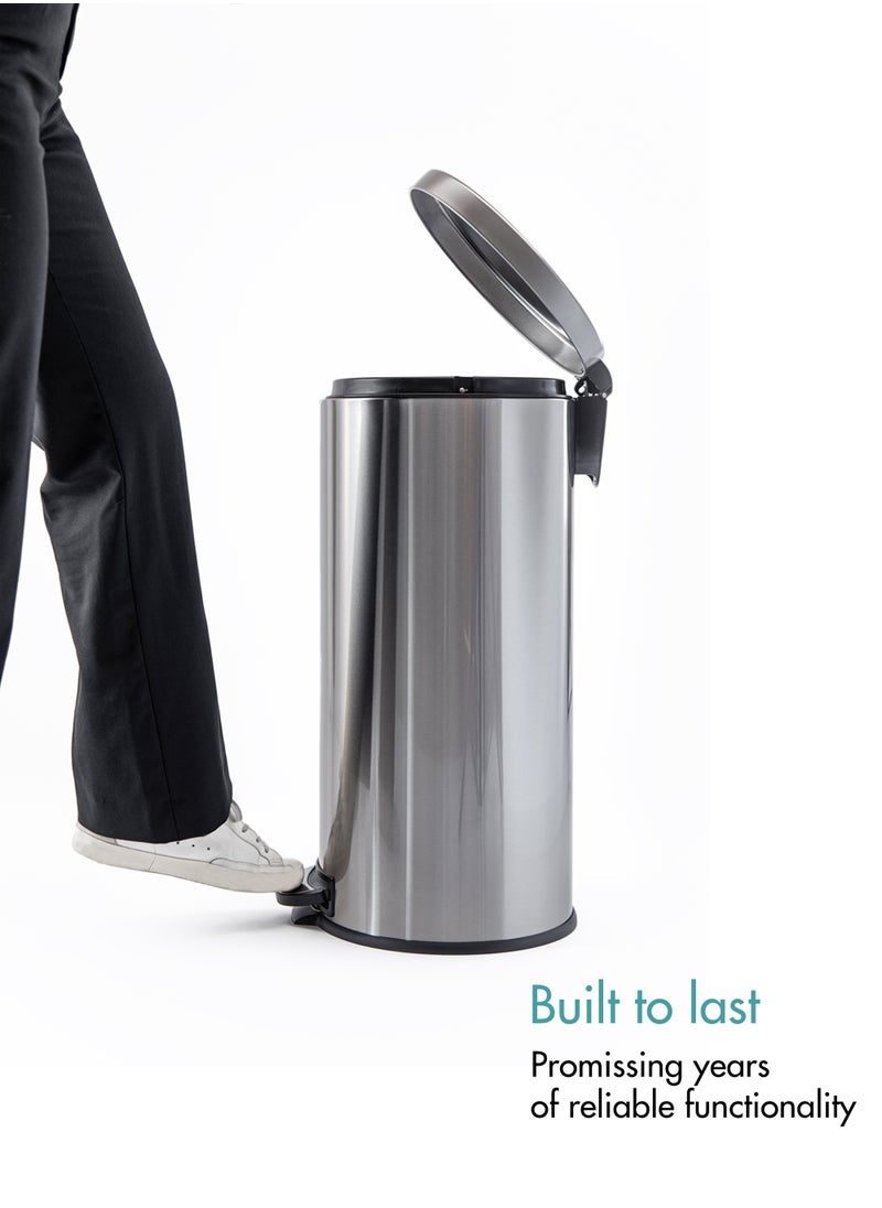 Ninestars - Ninestars, 30L Pedal operated Smudge Resistant Stainless Steel Kitchen Trash and Garbage Bin with Soft-Close Lid and Reinforced Pedal for Kitchen, Home and Office. - Image 1