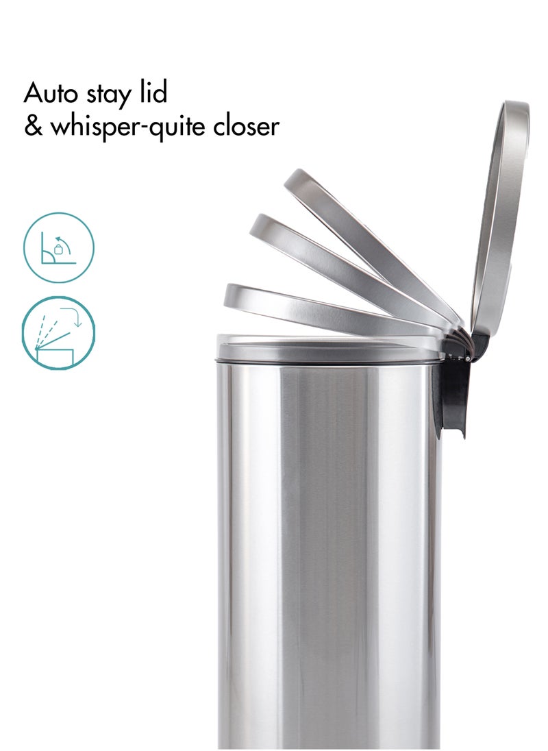 Ninestars - Ninestars, 30L Pedal operated Smudge Resistant Stainless Steel Kitchen Trash and Garbage Bin with Soft-Close Lid and Reinforced Pedal for Kitchen, Home and Office. - Image 1