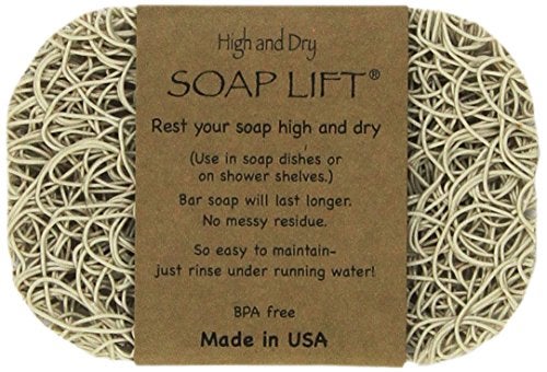 soap lift حامل صابون - صينية دش مرنة بتصميم ذاتي التصريف - موفر للصابون مصنوع من البلاستيك الحيوي الخالي من BPA - حامل صابون يدوي للأطباق، الدش وحوض الحمام - عبوة واحدة (لون العظم) - Image 3