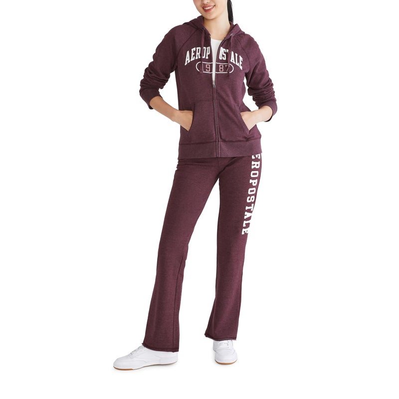 Aeropostale Aero Logo Full Zip Hoodie- Arches- 1987, Rich Burgundy, XXL - Image 2
