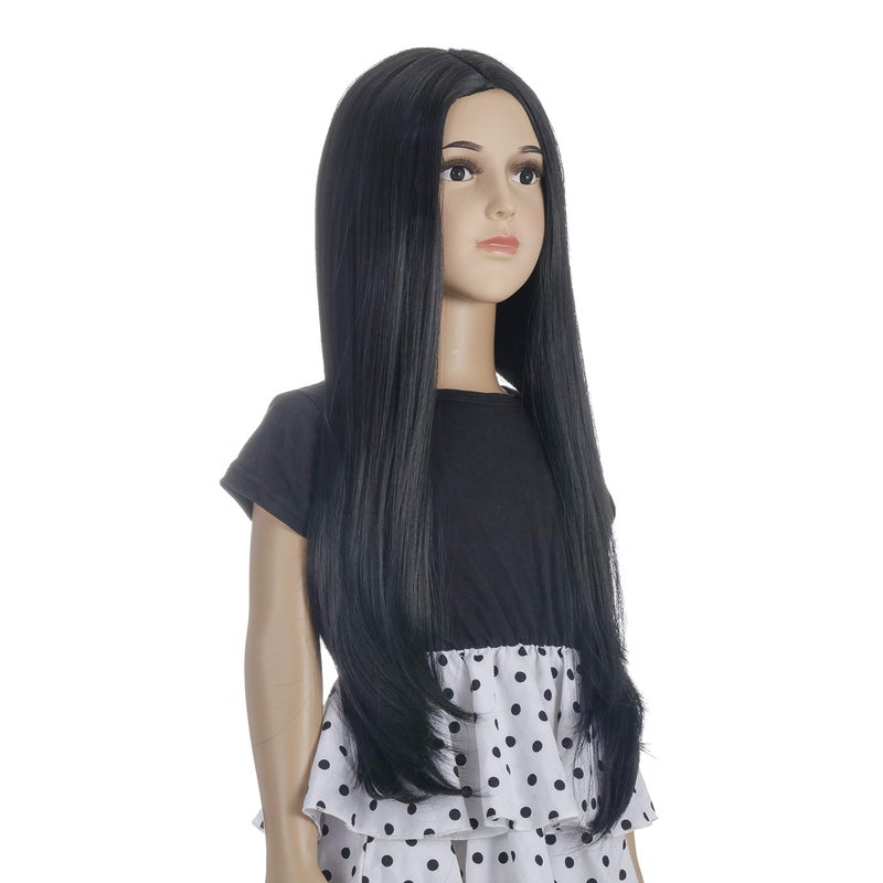 MORTICIA Mid length Party Girl and Children Holiday Party Dress Up Wig Black