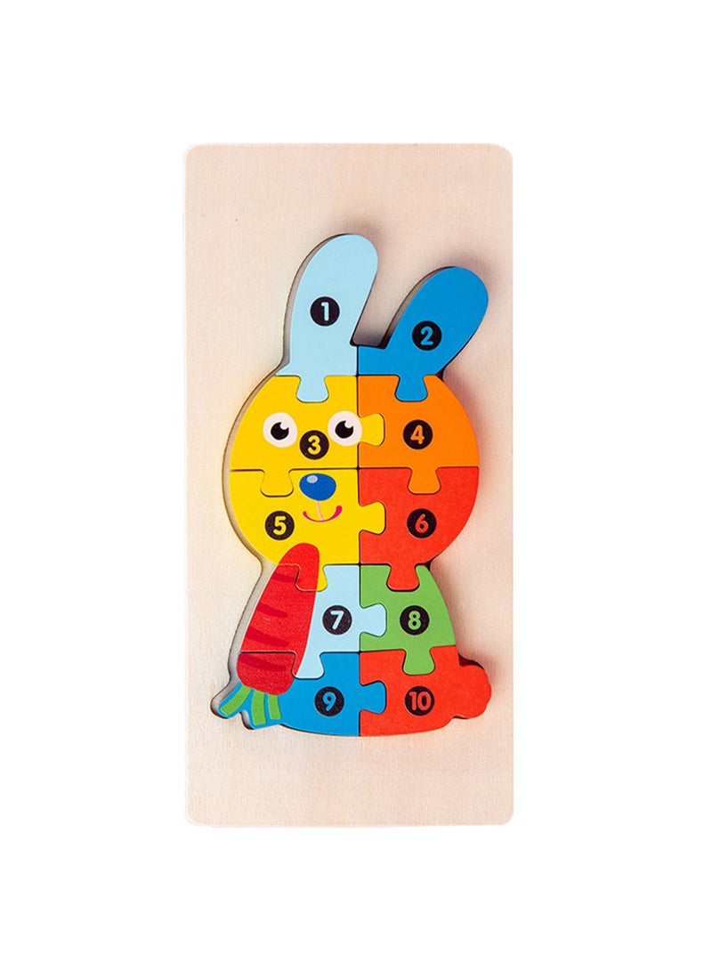 Children's Educational Wooden Puzzle, Rabbit, Suitable Gift For Aged 3-5 (Size 20.5*10.6*1.5CM) - Image 1
