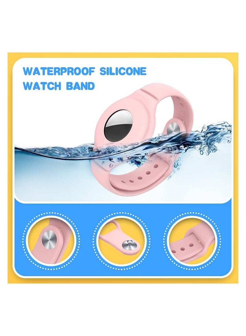 AirTag Bracelet for Kids with Apple AirTag, 2 Pack Silicone Watch Bands with 4 Pack Anti-Scratch Films for Kids, Metal Studs Anti-dropping Wristband for Apple AirTag  - Image 3