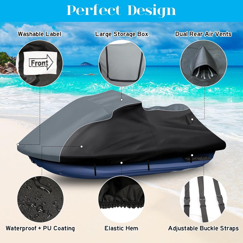 CEMOFE Jet Ski Cover for Yamaha 2012-2018 FX Cruiser HO/SHO/SVHO – 600D Oxford UV-Proof with Double Air Vents - Image 2