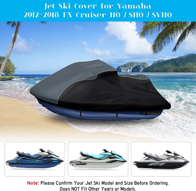 CEMOFE Jet Ski Cover for Yamaha 2012-2018 FX Cruiser HO/SHO/SVHO – 600D Oxford UV-Proof with Double Air Vents - Image 3