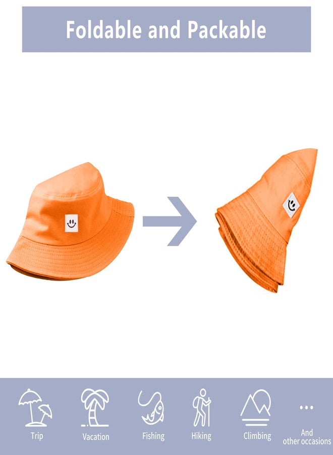 AJG Kids Sun Hat Smile Face Bucket Hat for Girls Boys Summer Sun Protection Cotton Unisex Beach Cap (2-7Year, Orange), Orange, 6 3/4-6 7/8 - Image 5