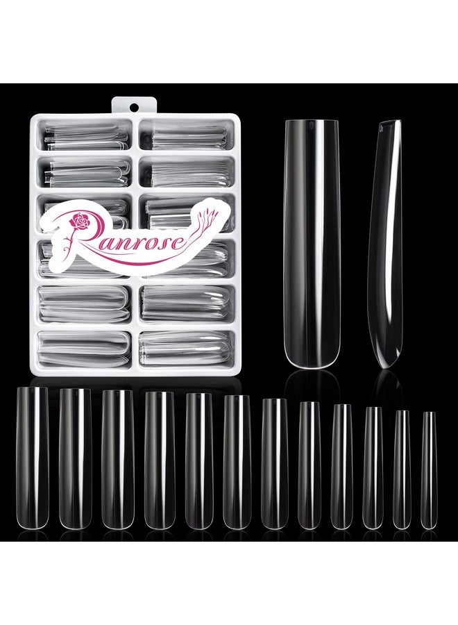 ranrose Extra Long Nail Tips240Pcs Xxxl Long Square Acrylic Nail Tips Full Cover Clear Long Straight Tapered Square Nail Tips - Image 1