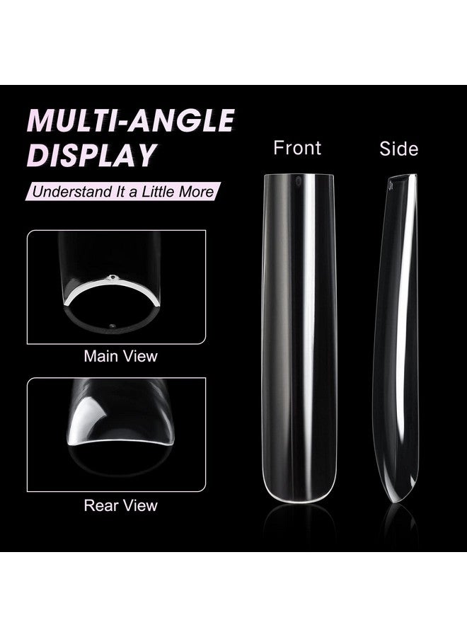 ranrose Extra Long Nail Tips240Pcs Xxxl Long Square Acrylic Nail Tips Full Cover Clear Long Straight Tapered Square Nail Tips - Image 4