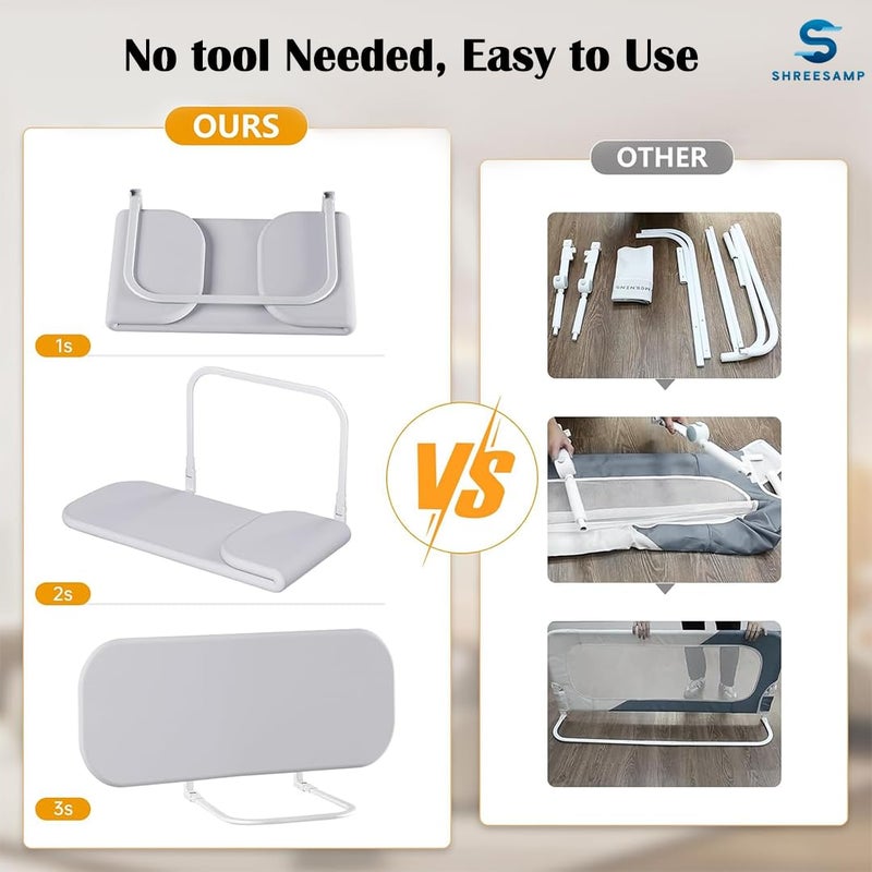 SHREESAMP Baby Safety Single Side Foldable Bed for Toddler Swing Down Child Safeguard Roll and Baby Protector Side Rail Adjustable for Bed Roll with Kids Travel Bed Rails Multicolor - Image 5