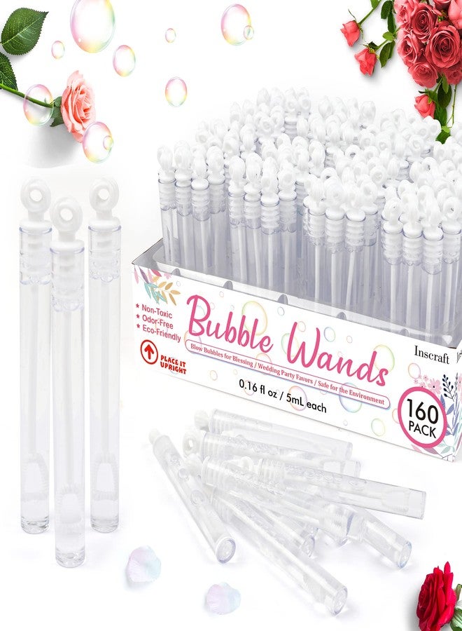 Inscraft 160 Pack Bubble Wands Bulk, Party Favors for Weddings, Anniversaries, Celebrations, Graduation, Birthday, Summer Toys for Kids Toddler Adults by Inscraft - Image 1