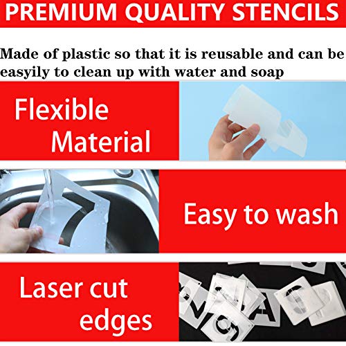 YEAJON 4 Inch Letter Stencils and Numbers, 36 Pcs Alphabet Art Craft Stencil, Reusable Plastic Templates for Wood, Wall, Fabric, Rock, Signage (4 Inch) - Image 5