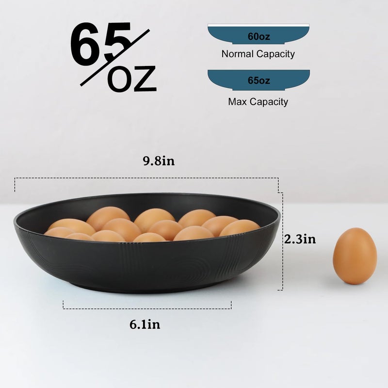 Wrova 10inch Wheat Straw Big Bowls Set of 6 - Large Salad Bowls 65oz set of 6 - Unbreakable Serving Bowls Microwave & Dishwasher Safe for restaurant - Big Plastic Bowls for Cereal,Salad - Black Series - Image 2