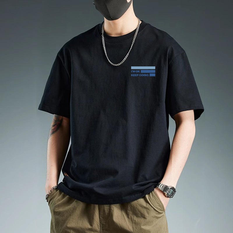 Summer Trendy Hong Kong Style Versatile Short-Sleeved T-Shirt Men's Ins Trendy Brand High Street Loose Design Niche T-Shirt - Image 4