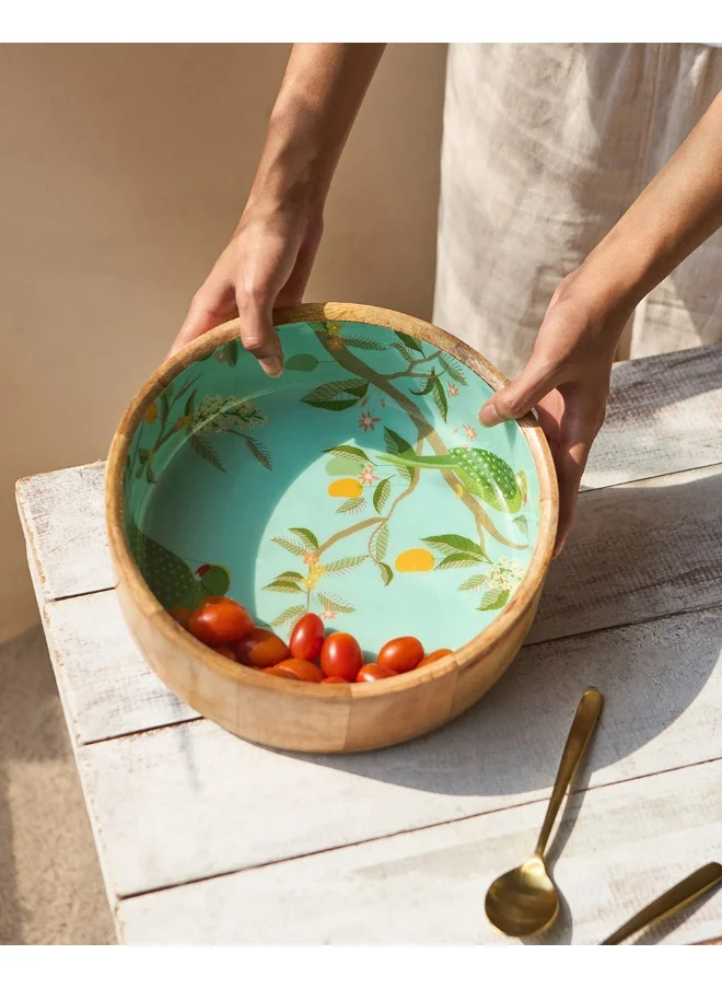 Chumbak Chumbak Serenade Wooden Bowl | Wooden Serving Bowl | Multipurpose Bowl Salad, Kitchen Bowl | Serving Bowl for Breakfast Snacks Soup for Home Kitchen