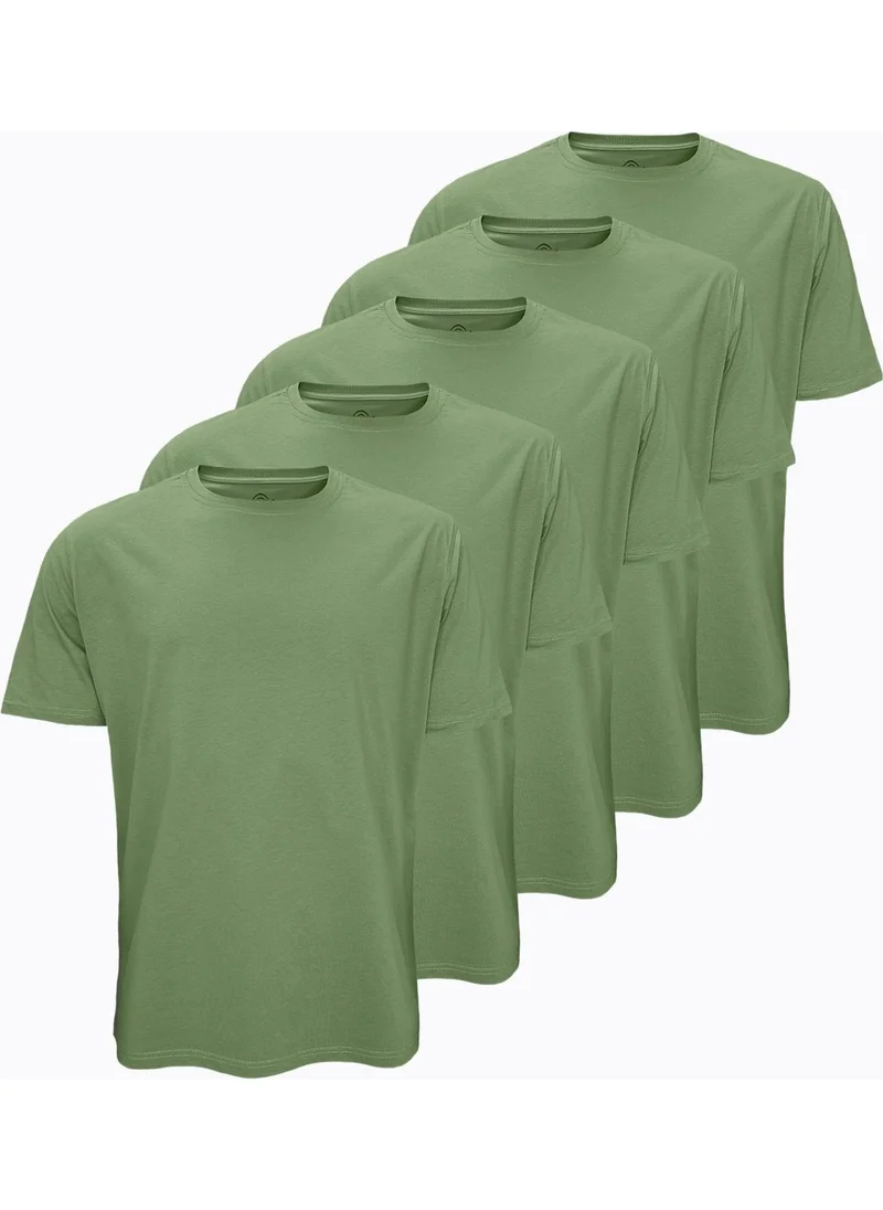 Malabadi 5 Pack Khaki Men's T-Shirt Loose Fit / 100% Cotton Loose Comfortable Cut 5M6040