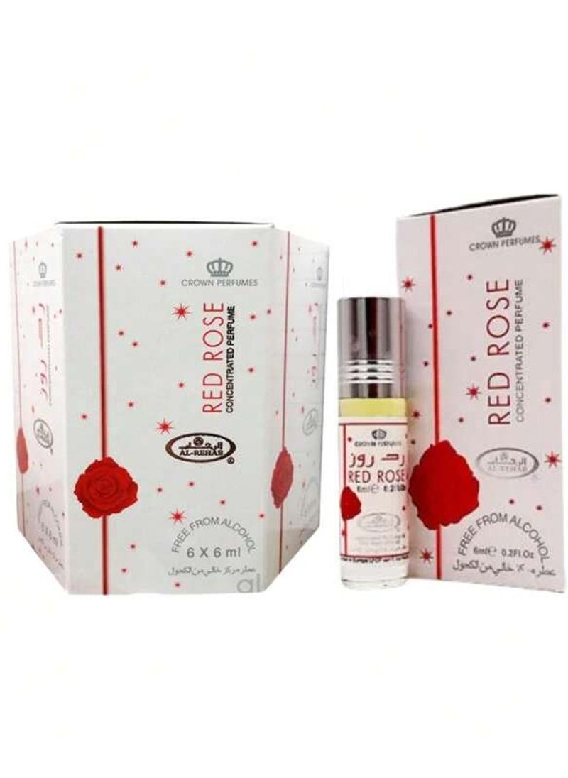 Al Rehab perfumes Red Rose Concentrated Perfume Oil 6ml (Pack of 6)  - Image 1
