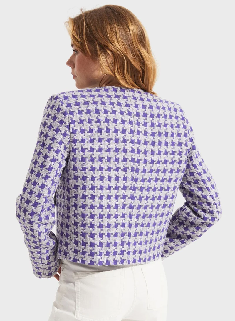 JUNE Printed Button Detail Blazer