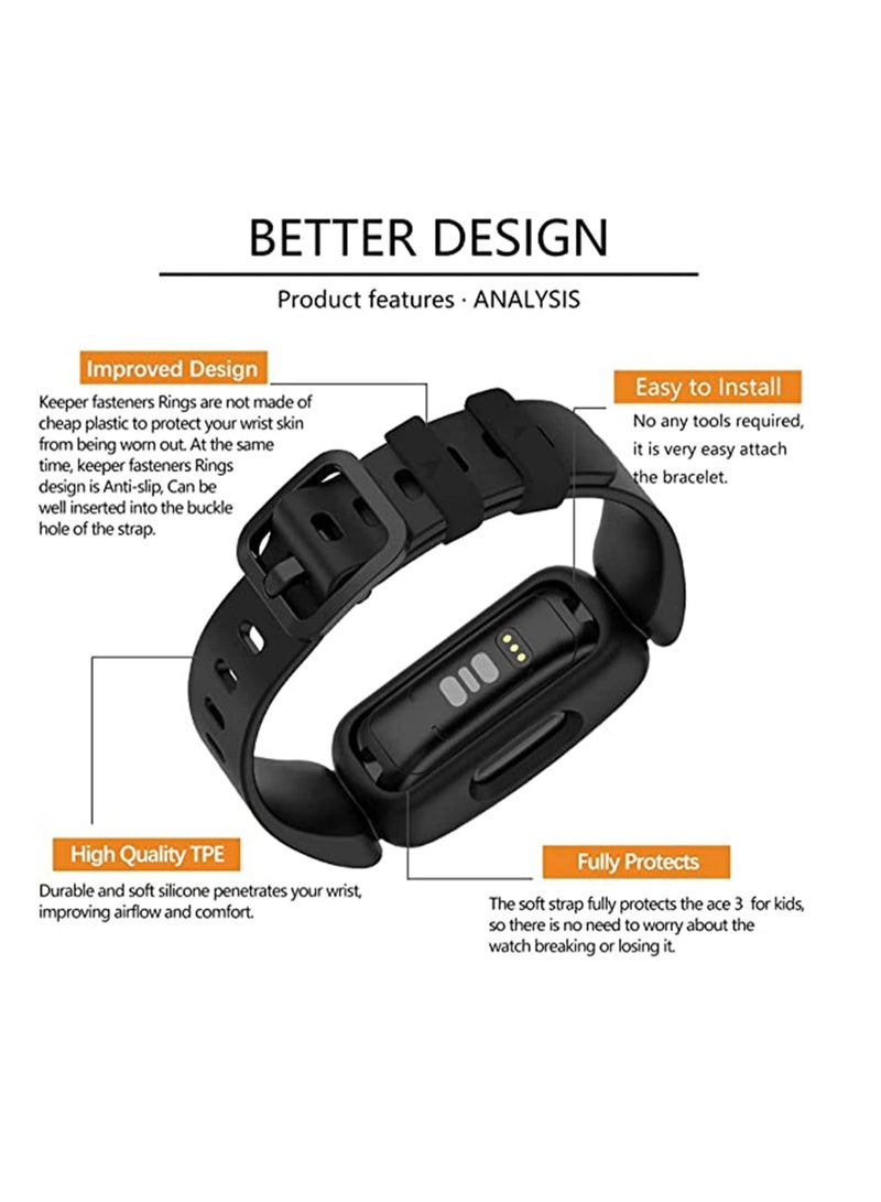 Bands Fit for Fitbit Ace 3 for Kids, Soft Silicone Waterproof Bracelet Accessories Sports Watch Strap Replacement for Fitbit Ace 3 Boys Girl - Image 3