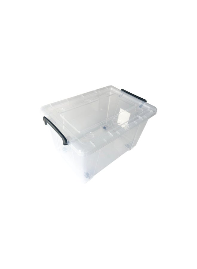 Marcolo Storage Box 94L Transparent Plastic Organizer with Wheels and Lid Large Multipurpose Storage Container - Image 2