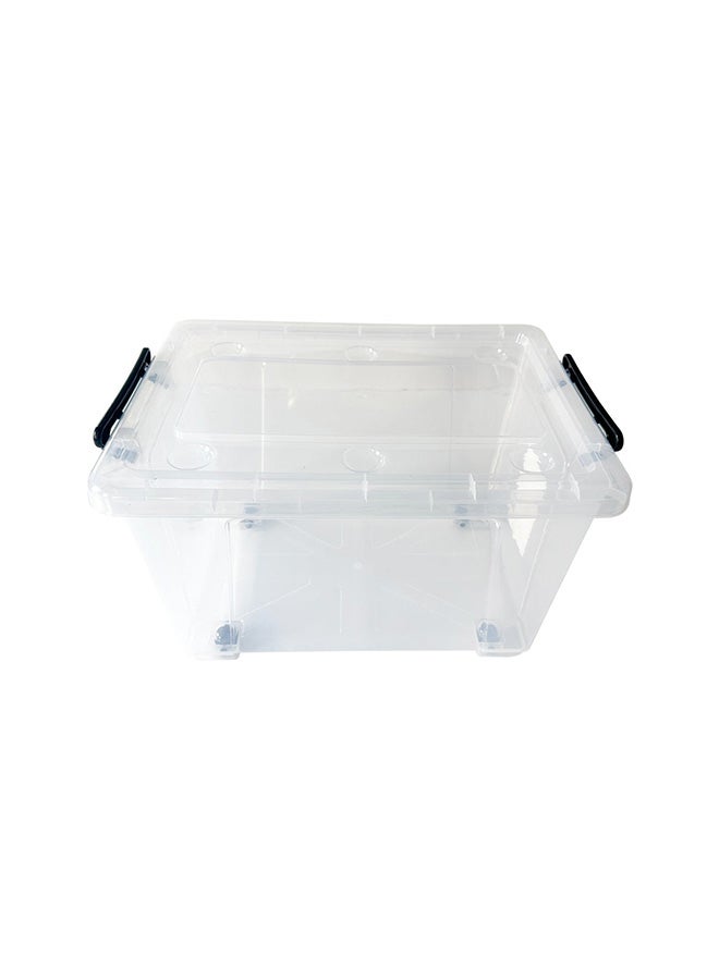 Marcolo Storage Box 94L Transparent Plastic Organizer with Wheels and Lid Large Multipurpose Storage Container - Image 1