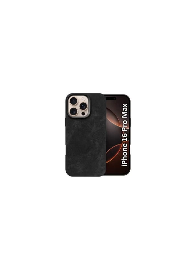 CATANES iPhone 16 Pro Max Alcantara Case Cover Premium Quality Luxurious Soft Touch Protection with Metal Camera Frame - Black