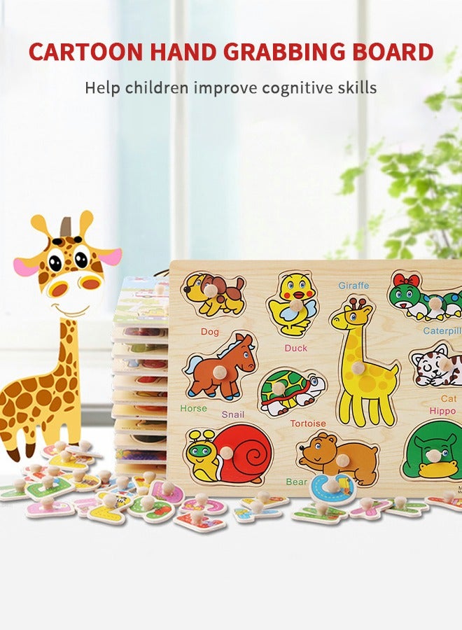 GROIC Wooden Puzzle Set, Learning Educational Puzzles For Kids, Wooden Jigsaw Puzzles, Educational Learning Toys For Kids Enlightenment - Image 2