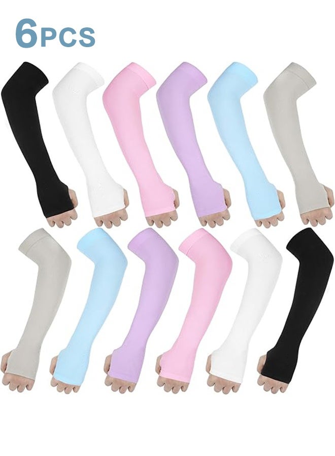 Sweet Life 6 Pairs Arm Sleeves for Women Men UPF50+ UV Protection Sun Sleeves Sport Cooling Compression Sleeves to Cover Arms with Thumb Hole - Image 1