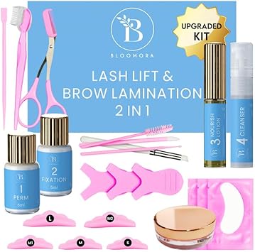 BLOOMORA Lash Lift Kit Brow Lamination Kit 2in1 Solution At Home Brow Lamination Kit Lash Lift DIY Perm Kit for Eyelashes and Brows Lasts 68 Weeks 15 Applications - Image 1