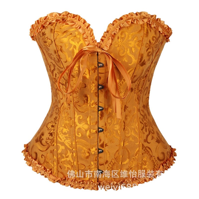 general Women's Polyester Corset Bustier with Front Buttons and Bow Detail - Image 4