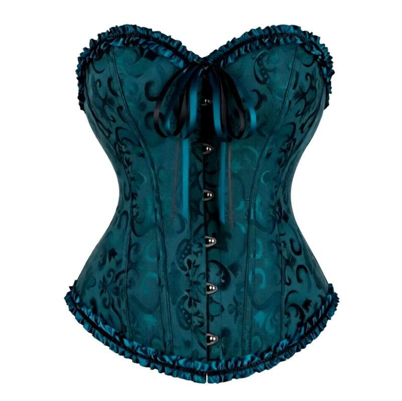 general Women's Polyester Corset Bustier with Front Buttons and Bow Detail - Image 1