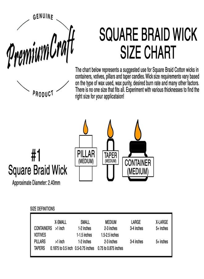 PremiumCraft Square Braid Cotton Candle Wick - #1 - Image 2