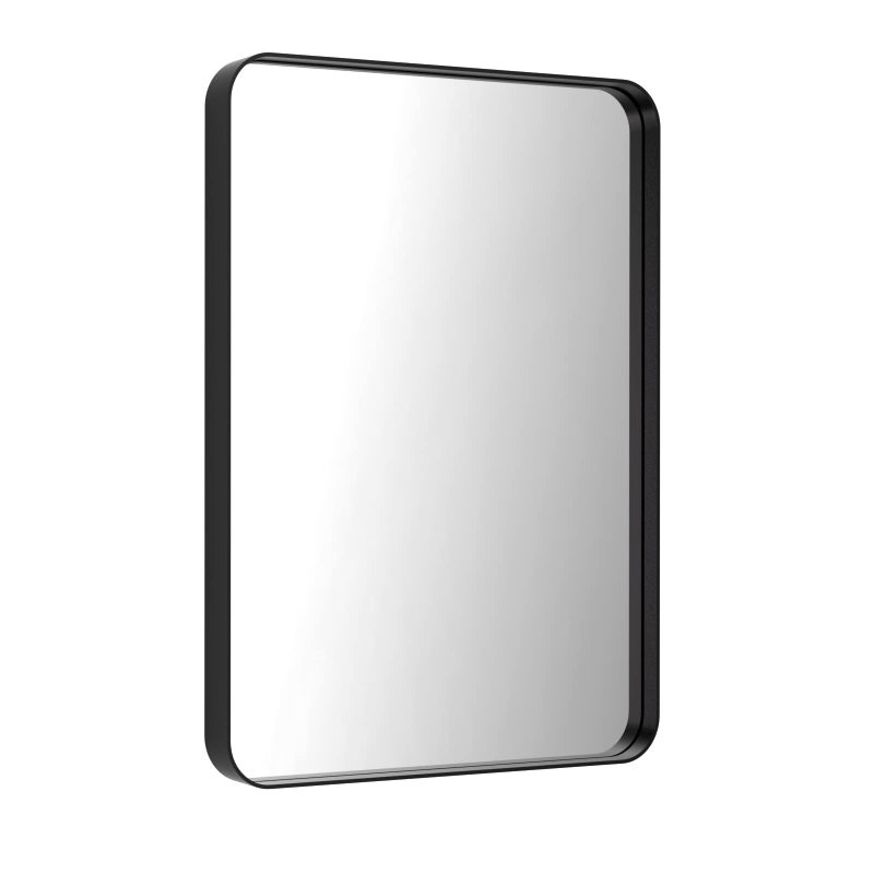 LOAAO Black Metal Framed Bathroom Mirror for Wall, 22X30 Inch Rounded Rectangle Mirror, Matte Black Bathroom Vanity Mirror Farmhouse, Anti-Rust, Hangs Horizontally or Vertically - Image 3