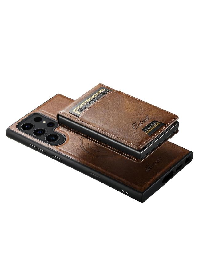 Suteni Case For Samsung Galaxy S25 Ultra 5G H19 Oil Wax 2-in-1 MagSafe Removable Card Box Back Phone Case - Image 2