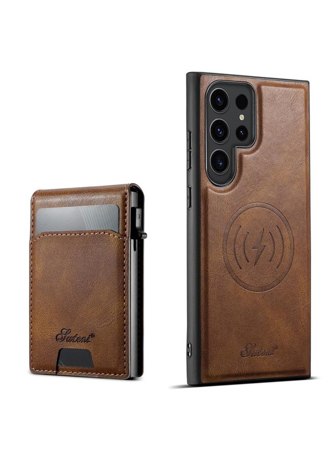 Suteni Case For Samsung Galaxy S25 Ultra 5G H19 Oil Wax 2-in-1 MagSafe Removable Card Box Back Phone Case - Image 1