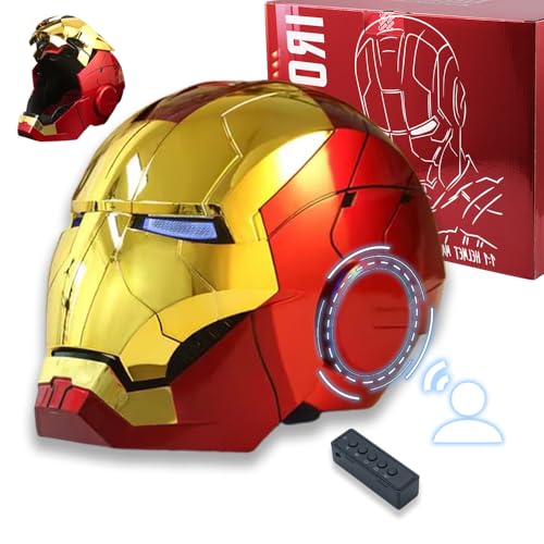 Tarrshiney Electronic MarK 5 Helmet Gold Voice ControlSensingRemote Control OpenClose with Sounds LED Eyes Light Up Super Hero Movie 11 model Prop - Image 1