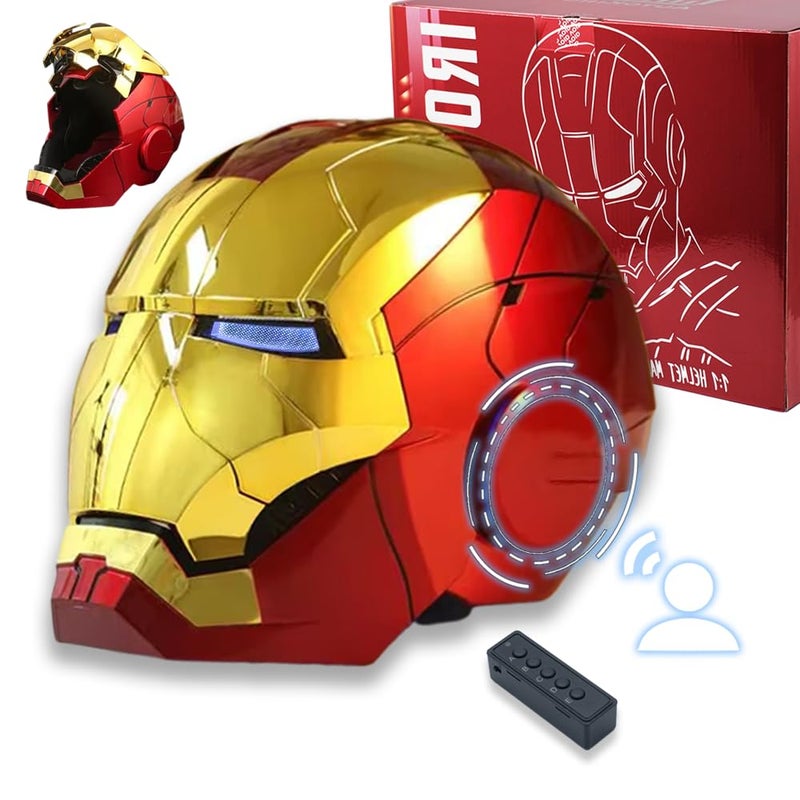 Tarrshiney Electronic MarK 5 Helmet Gold Voice ControlSensingRemote Control OpenClose with Sounds LED Eyes Light Up Super Hero Movie 11 model Prop - Image 2