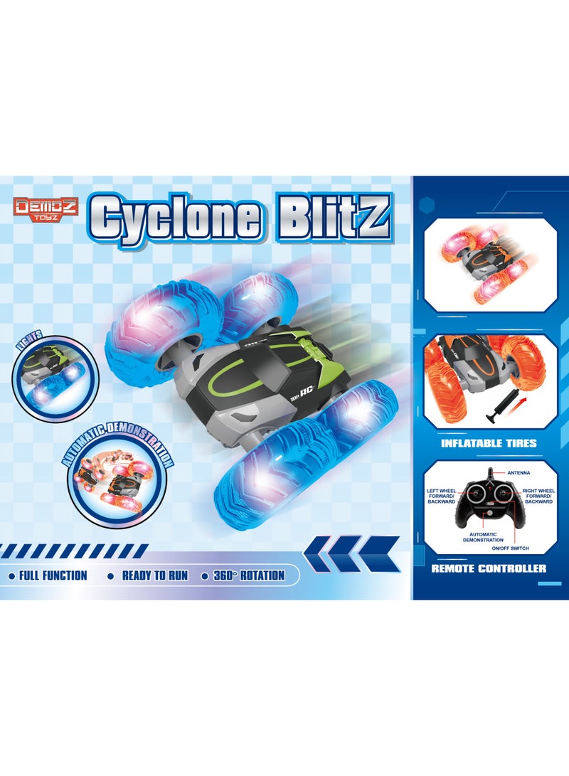 باور جوي ديموZ سيارة تحكم عن بُعد ستانت Cyclone Blitz 2.4G، تعمل بالبطارية، ألوان وتصاميم متنوعة (قطعة واحدة، يُباع كل واحد بشكل منفصل) | سيارة دوران 360 درجة | مركبة لعبة | هدية للأطفال والكبار - Image 4