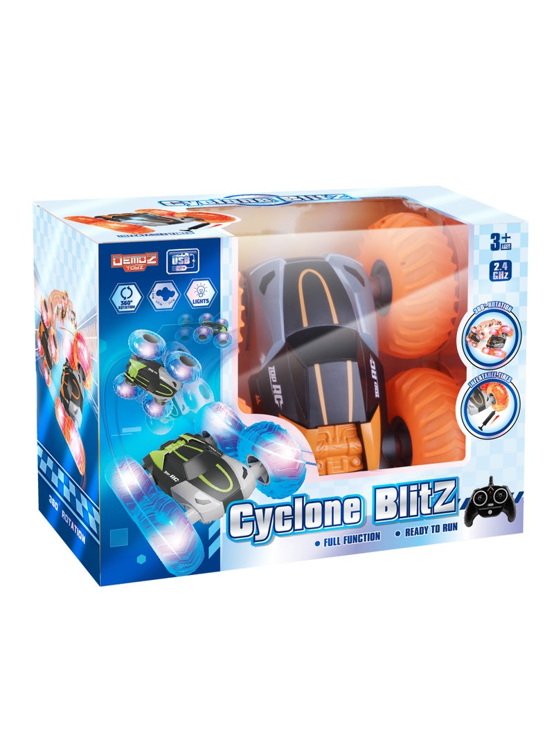 باور جوي ديموZ سيارة تحكم عن بُعد ستانت Cyclone Blitz 2.4G، تعمل بالبطارية، ألوان وتصاميم متنوعة (قطعة واحدة، يُباع كل واحد بشكل منفصل) | سيارة دوران 360 درجة | مركبة لعبة | هدية للأطفال والكبار - Image 5