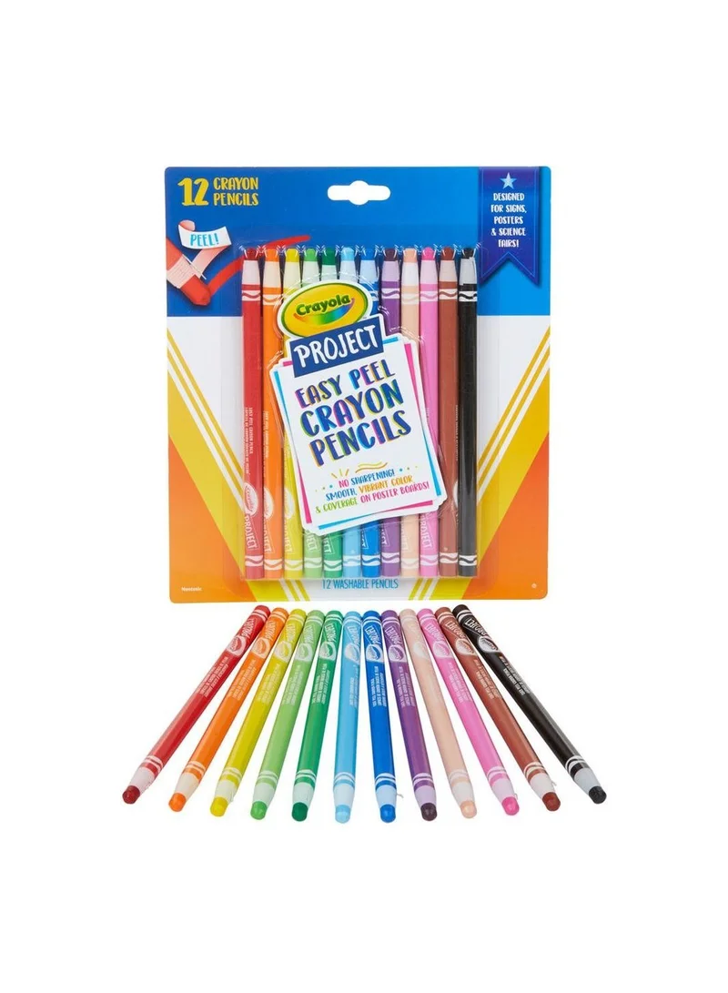 Crayola Easy Peel Crayon Pencils 12pcs