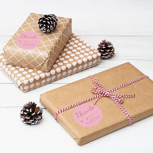 starboling 500 PCS Pink and Rose Gold Thank You Sticker,1.5 Inch Thank You for Supporting My Small Business Stickers,for Greeting Cards,Flower Bouquets,Gift Wraps - Image 5