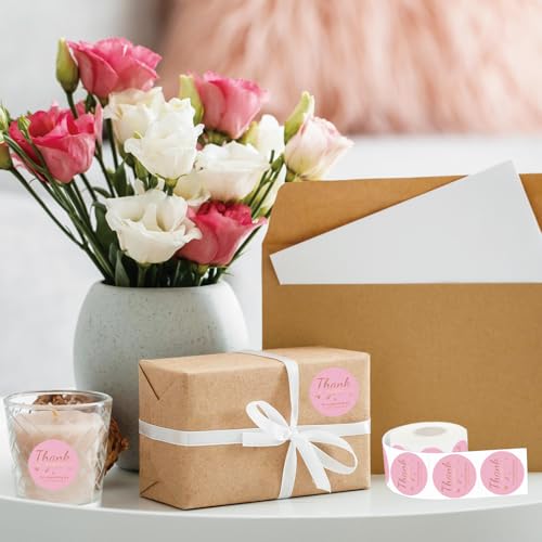 starboling 500 PCS Pink and Rose Gold Thank You Sticker,1.5 Inch Thank You for Supporting My Small Business Stickers,for Greeting Cards,Flower Bouquets,Gift Wraps - Image 4