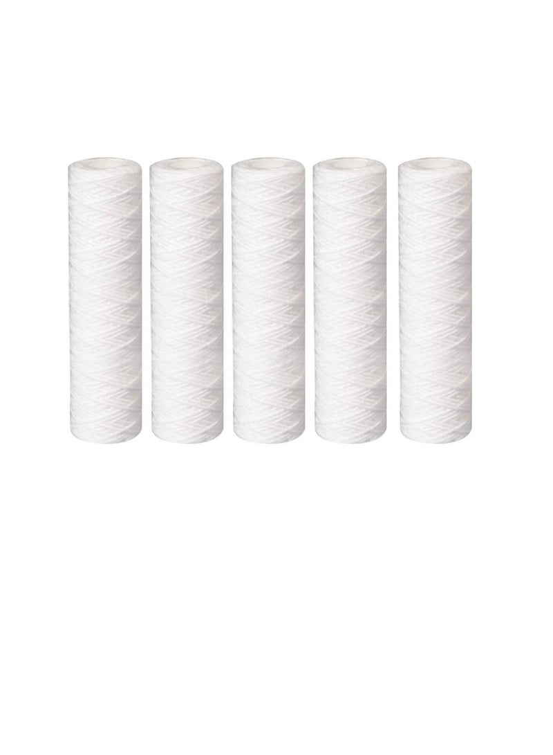 Water Filter Replacement Cartridges 10" Polypropylene Cotton Sponge Universal Cartridges, Standard Pre-filter Yarn Sediment for Standard RO Systems (Pack of 5, 10" Cotton Yarn (110g))