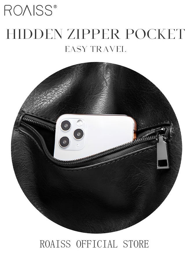 roaiss Large Crossbody Bags Ladies Shoulder Handbags Purse Set for Women Hobo Totes PU Leather Purses and Handbags Shoulder Bag Tote Black  - Image 5
