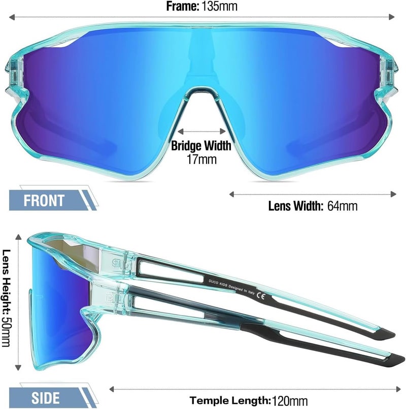 Duco Kids Sunglasses Polarized UV Protection 400 - Kids Sports Sunglasses Boys with Lightweight TR90 Frame - Youth Baseball and Cycling Sun Glasses for Boys & Girls - DK268 - Image 3
