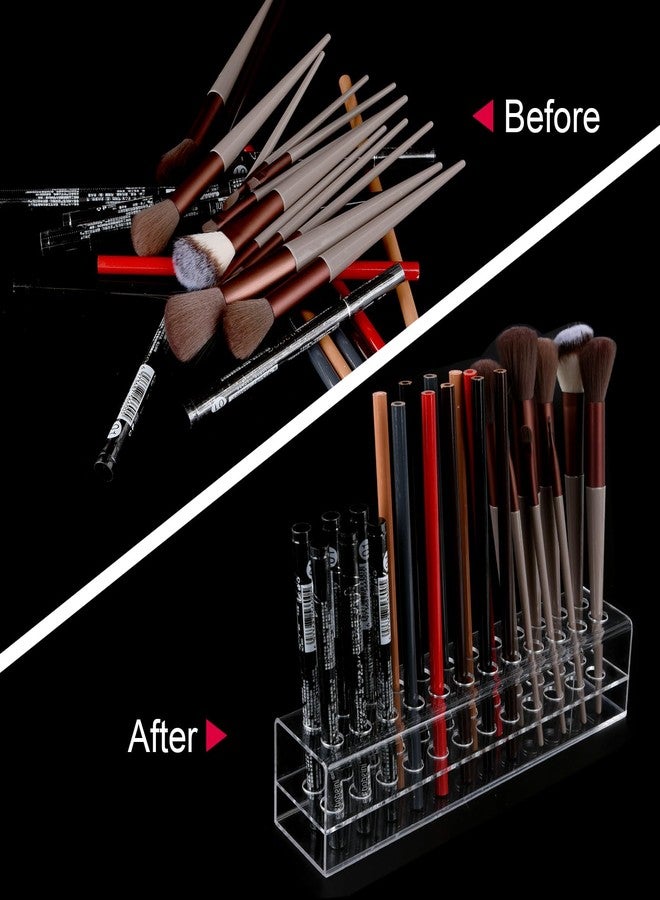 Wiojtry Acrylic Lip Liner Organizer & Eyeliner Organizer, 24 Standard Cosmetic Pencil Makeup Brush Makeup Display Case Refillable Container - Image 3