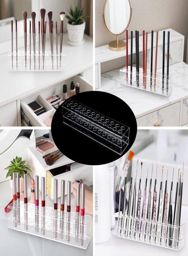 Wiojtry Acrylic Lip Liner Organizer & Eyeliner Organizer, 24 Standard Cosmetic Pencil Makeup Brush Makeup Display Case Refillable Container - Image 5
