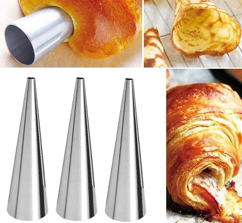 COMZPLIFE 12pcs Cream Horn Molds, Stainless Steel Cannoli Forms Tubes Kits, Baking Cones, Roll Horn Forms, Non-stick Baking Molds for Danish Pastry Lady Lock Form, Cream Roll, Croissant(Mix) - Image 3