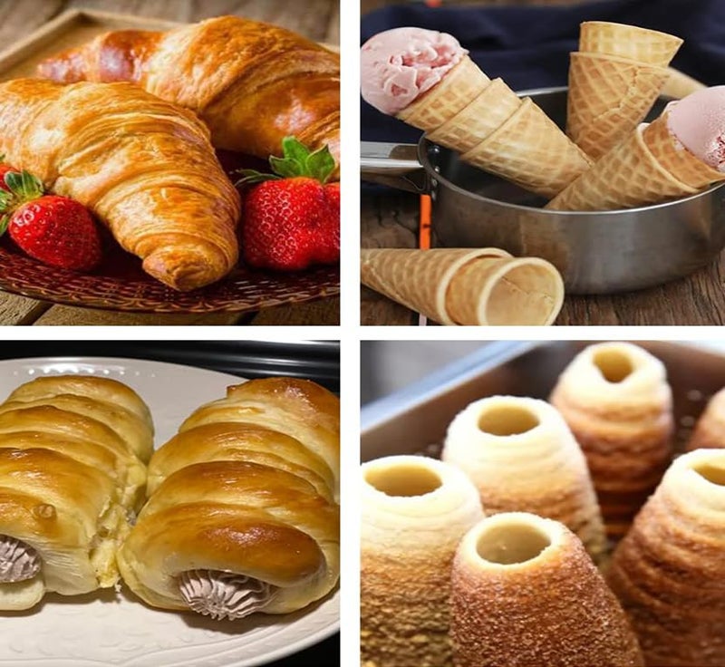 COMZPLIFE 12pcs Cream Horn Molds, Stainless Steel Cannoli Forms Tubes Kits, Baking Cones, Roll Horn Forms, Non-stick Baking Molds for Danish Pastry Lady Lock Form, Cream Roll, Croissant(Mix) - Image 5