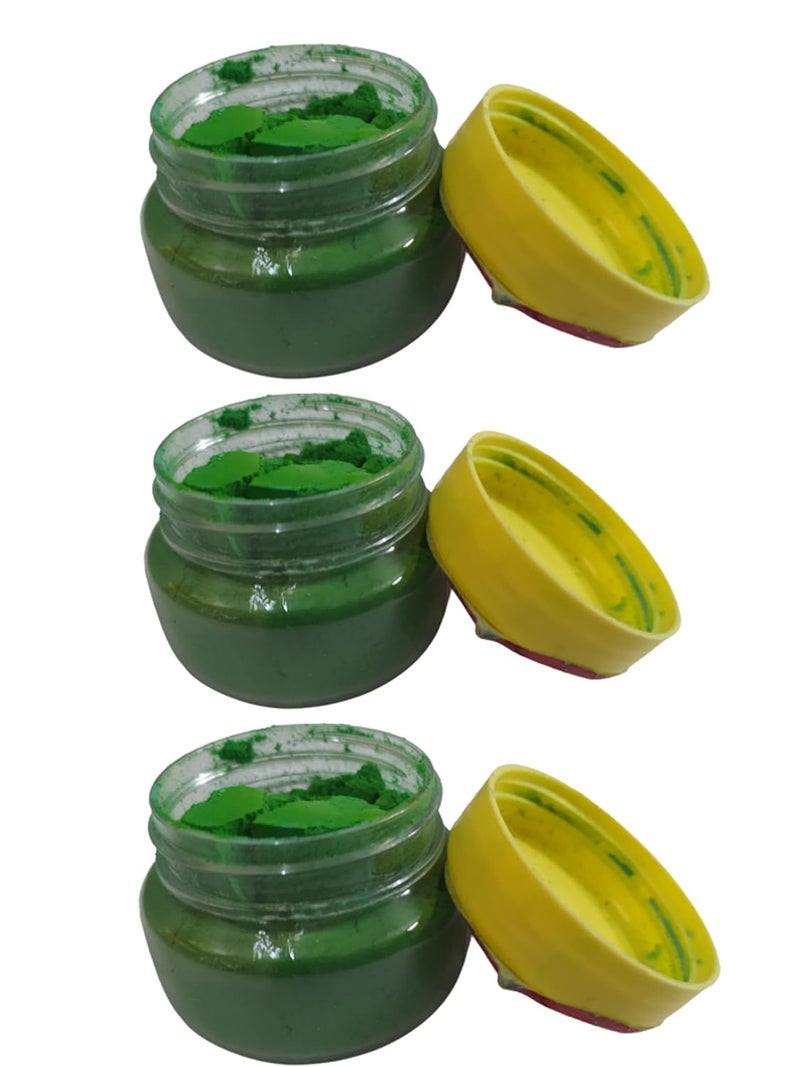Beauty Tool green colour kumkum powder 100 Chemical Free All Natural No Lead No Mercury No Parabens Water Resistant Pack Of 3 green - Image 1